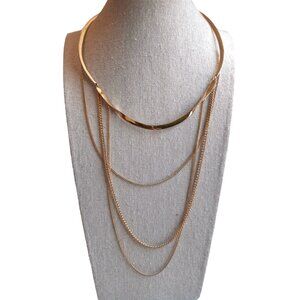 Stella & Dot Gold Tone Drape Collar Multi Strand Necklace